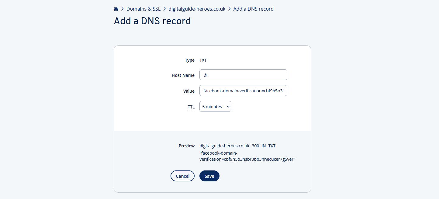 Add a DNS record in a IONOS account Image: Add a DNS record in a IONOS account