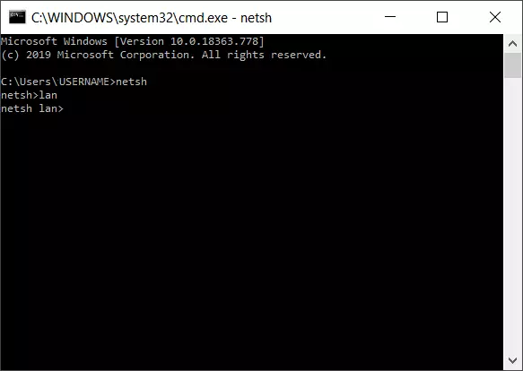 Image: Context changes in Netsh